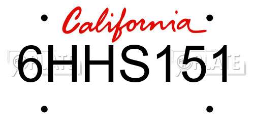 6HHS151 California License Plate