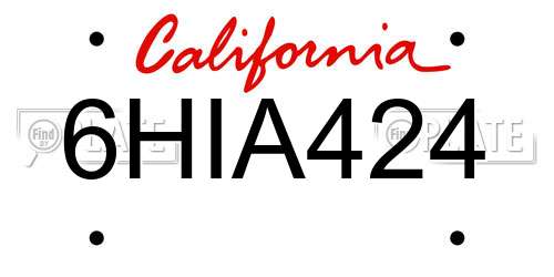 6HIA424 California License Plate