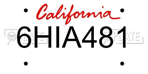 6HIA481 California License Plate