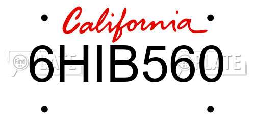6HIB560 California License Plate
