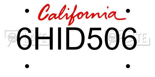 6HID506 California License Plate