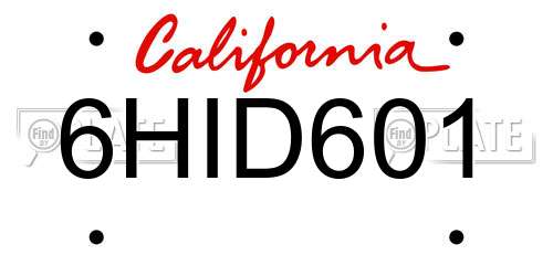 6HID601 California License Plate