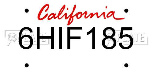 6HIF185 California License Plate