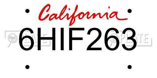 6HIF263 California License Plate