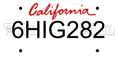 6HIG282 California License Plate