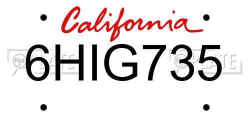 6HIG735 California License Plate