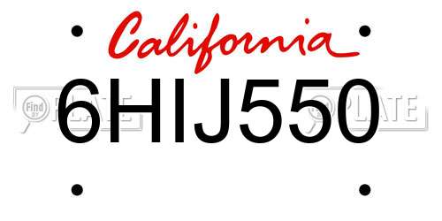 6HIJ550 California License Plate