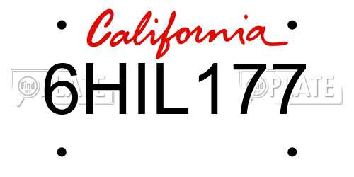 6HIL177 California License Plate
