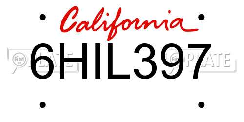 6HIL397 California License Plate