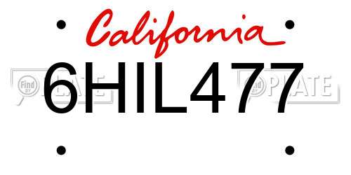 6HIL477 California License Plate