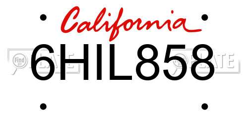 6HIL858 California License Plate