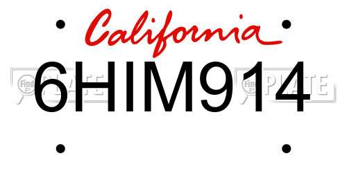 6HIM914 California License Plate