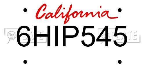 6HIP545 California License Plate