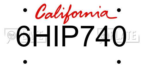 6HIP740 California License Plate
