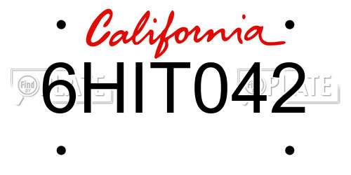 6HIT042 California License Plate