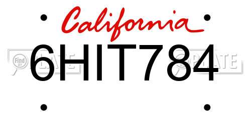 6HIT784 California License Plate