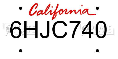 6HJC740 California License Plate