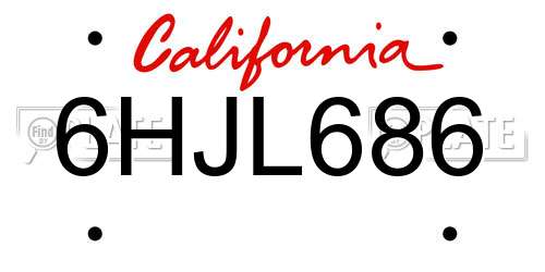 6HJL686 California License Plate