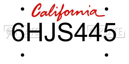 6HJS445 California License Plate