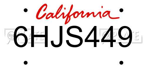 6HJS449 California License Plate