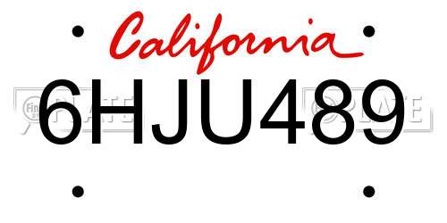 6HJU489 California License Plate