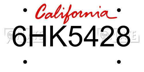 6HK5428 California License Plate