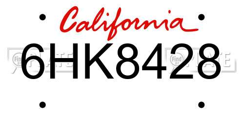 6HK8428 California License Plate