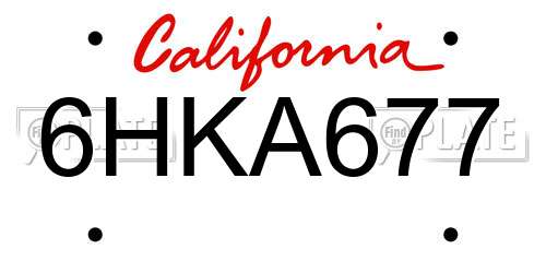 6HKA677 California License Plate