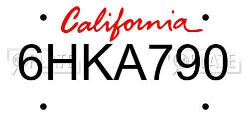 6HKA790 California License Plate