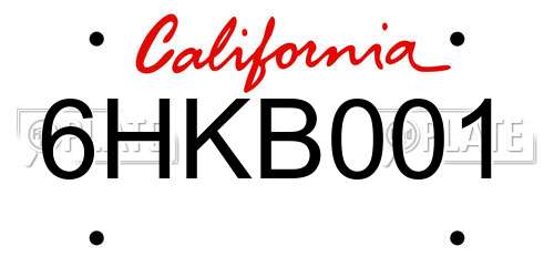 6HKB001 California License Plate