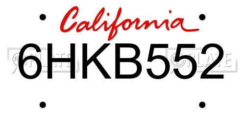 6HKB552 California License Plate