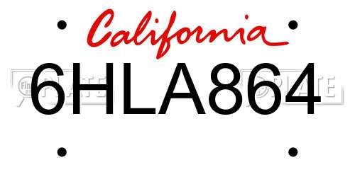 6HLA864 California License Plate