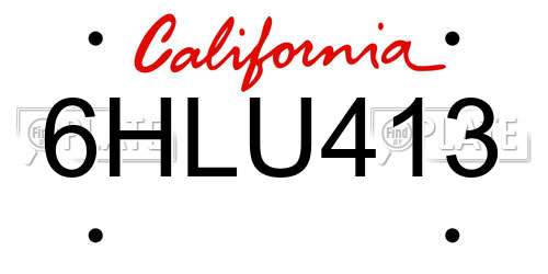 6HLU413 California License Plate