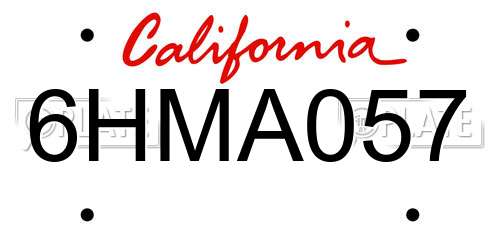 6HMA057 California License Plate