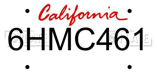 6HMC461 California License Plate