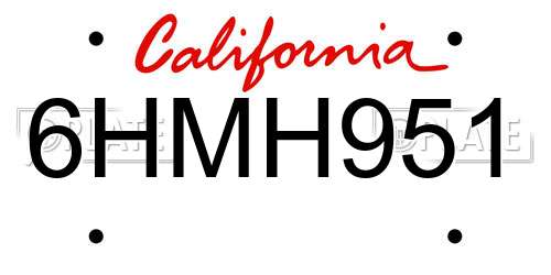 6HMH951 California License Plate