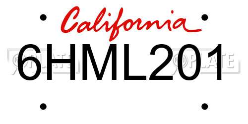 6HML201 California License Plate