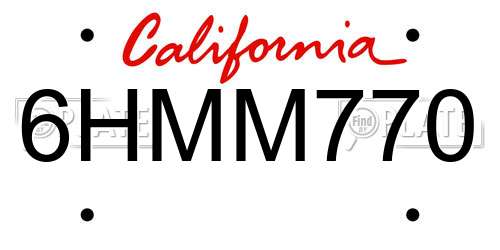 6HMM770 California License Plate