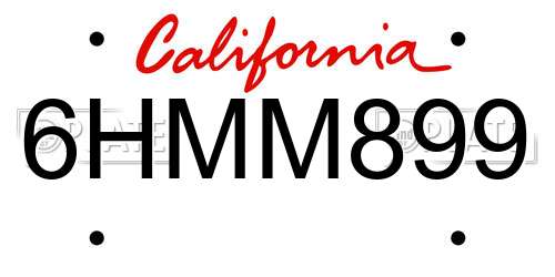 6HMM899 California License Plate
