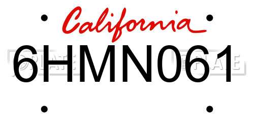 6HMN061 California License Plate