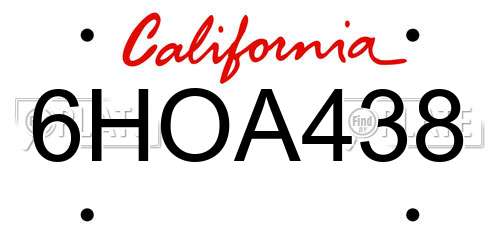 6HOA438 California License Plate