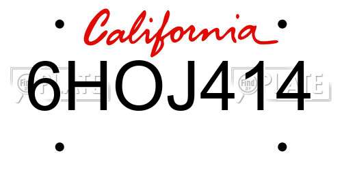 6HOJ414 California License Plate