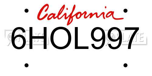 6HOL997 California License Plate