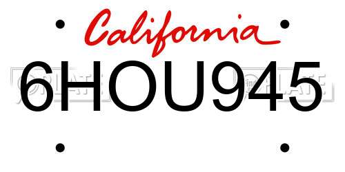 6HOU945 California License Plate