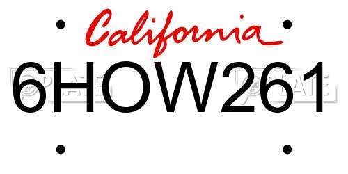 6HOW261 California License Plate