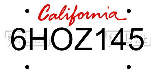 6HOZ145 California License Plate