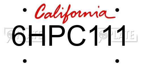 6HPC111 California License Plate