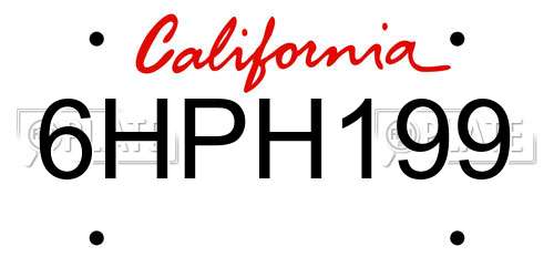 6HPH199 California License Plate