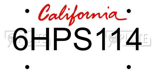 6HPS114 California License Plate
