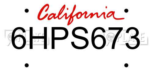 6HPS673 California License Plate